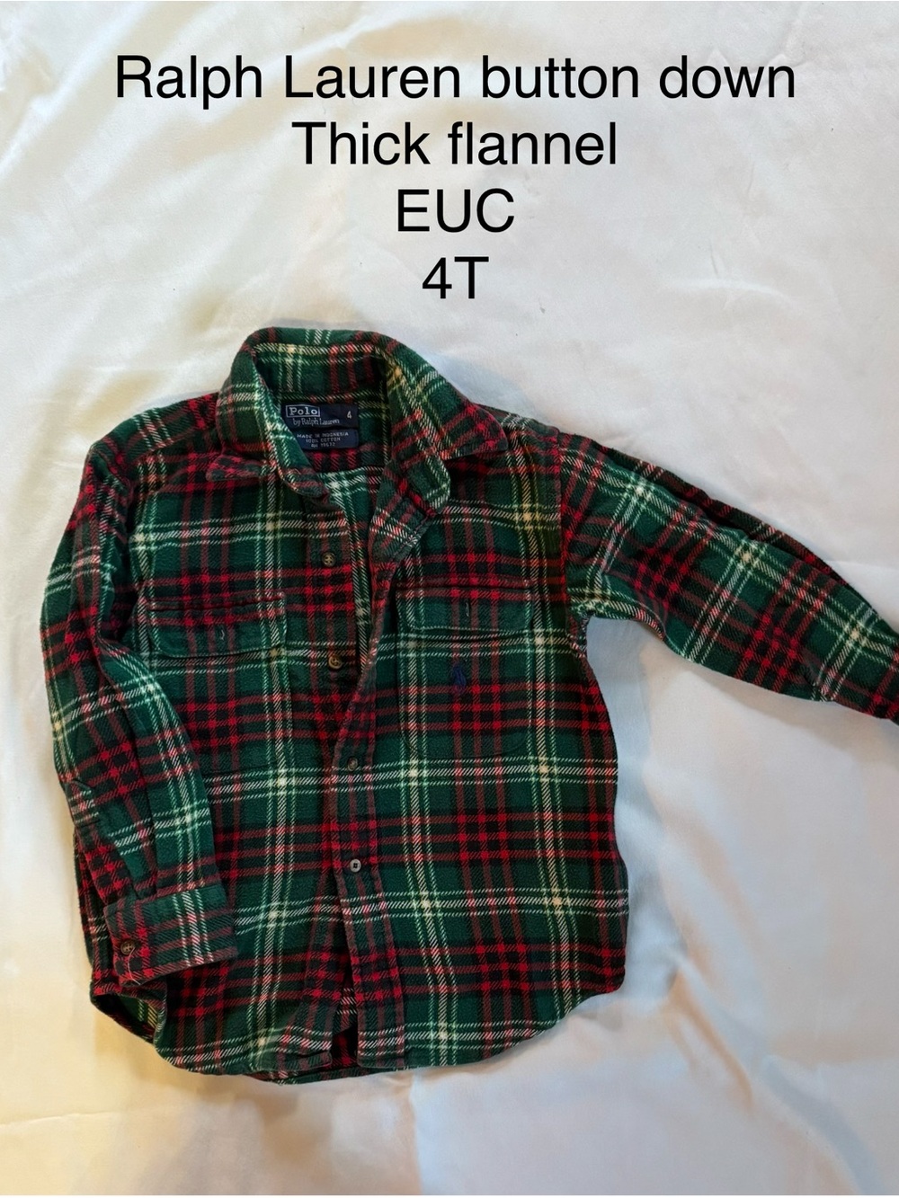 Ralph Lauren Red & Green Plaid Flannel Button-Down Shirt (Kids)